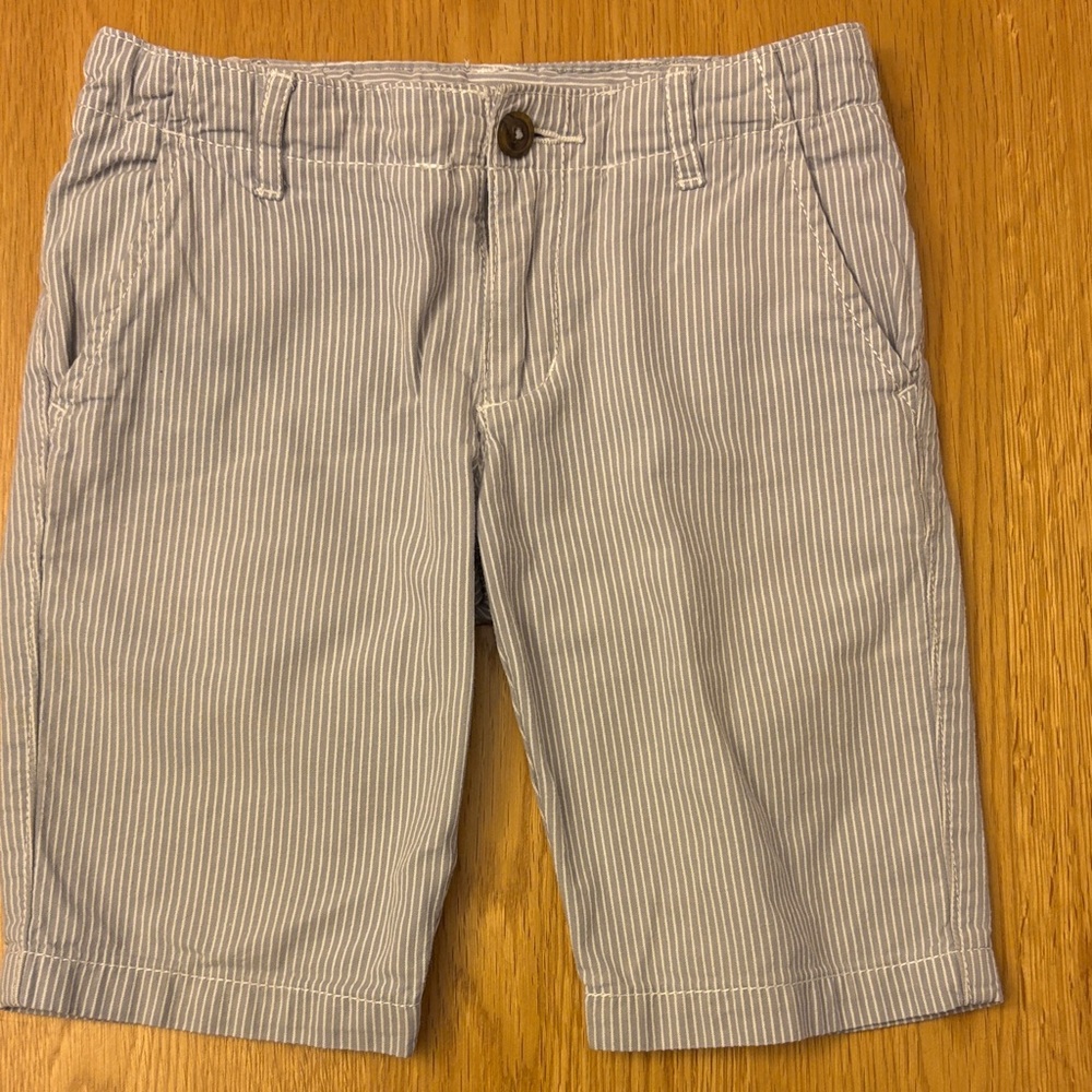 ‘Petit Bateau’ Grey and White Striped Boys Shorts, size 6 years